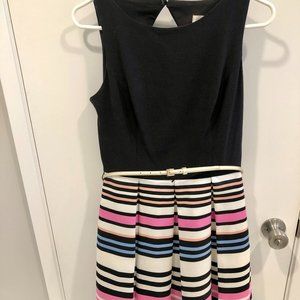 Eliza J Fit and Flare Dress Black Size 10 with color block bottom